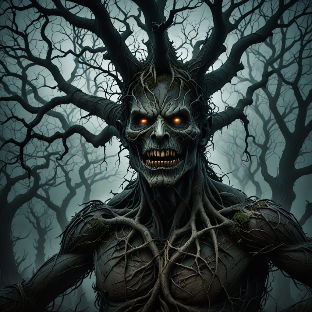 Ominous Tree in Dark Fantasy Art Style