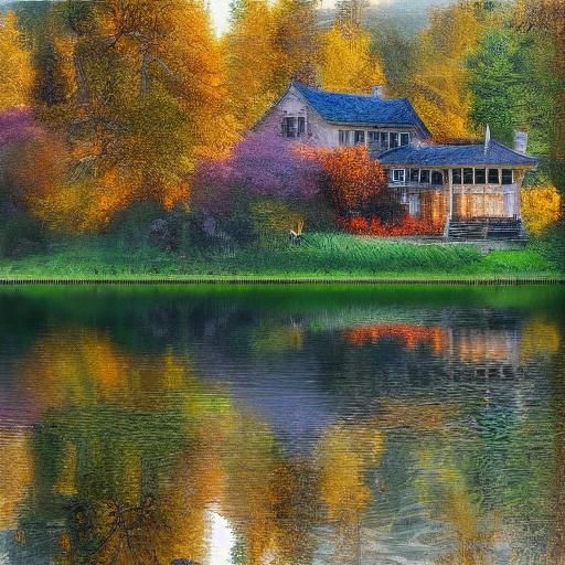 Fantasy House on Serene Lake: Matte Painting