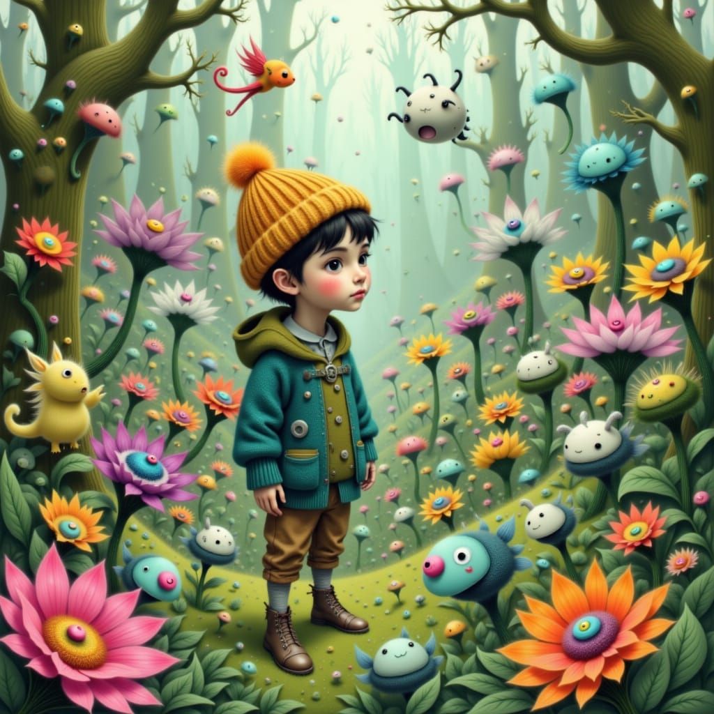 Whimsical Forest Adventure with Fantastic Creatures