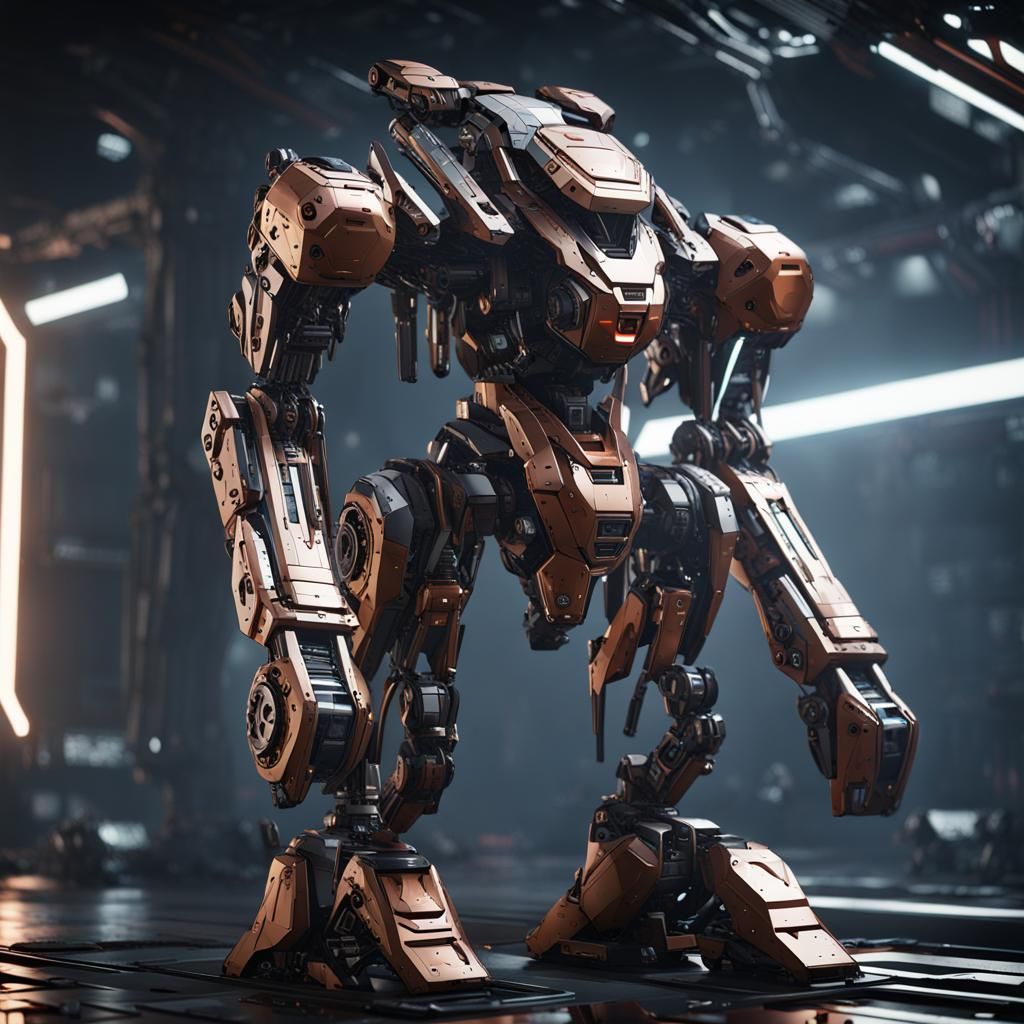 Futuristic War Scene with Intricate Mech Details