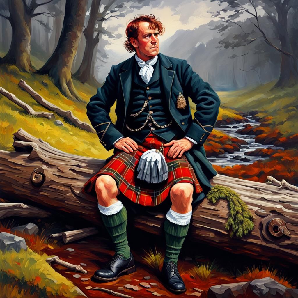 Detailed Painting of a Scotsman in Kilt