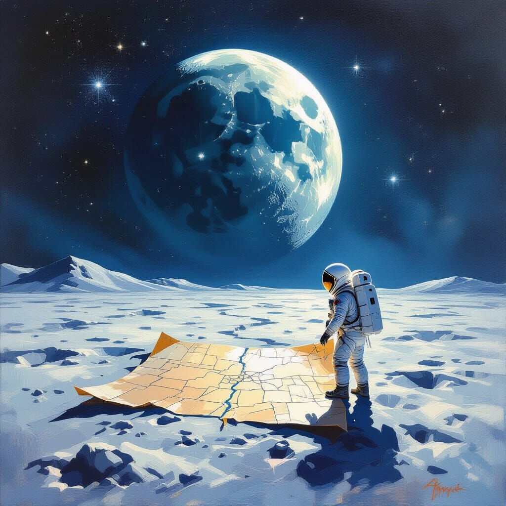 Astronaut Finds Cosmic Map on Mysterious Moon