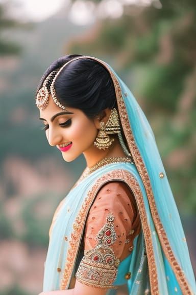 Beautiful Indian girl with brown eyes and black hair