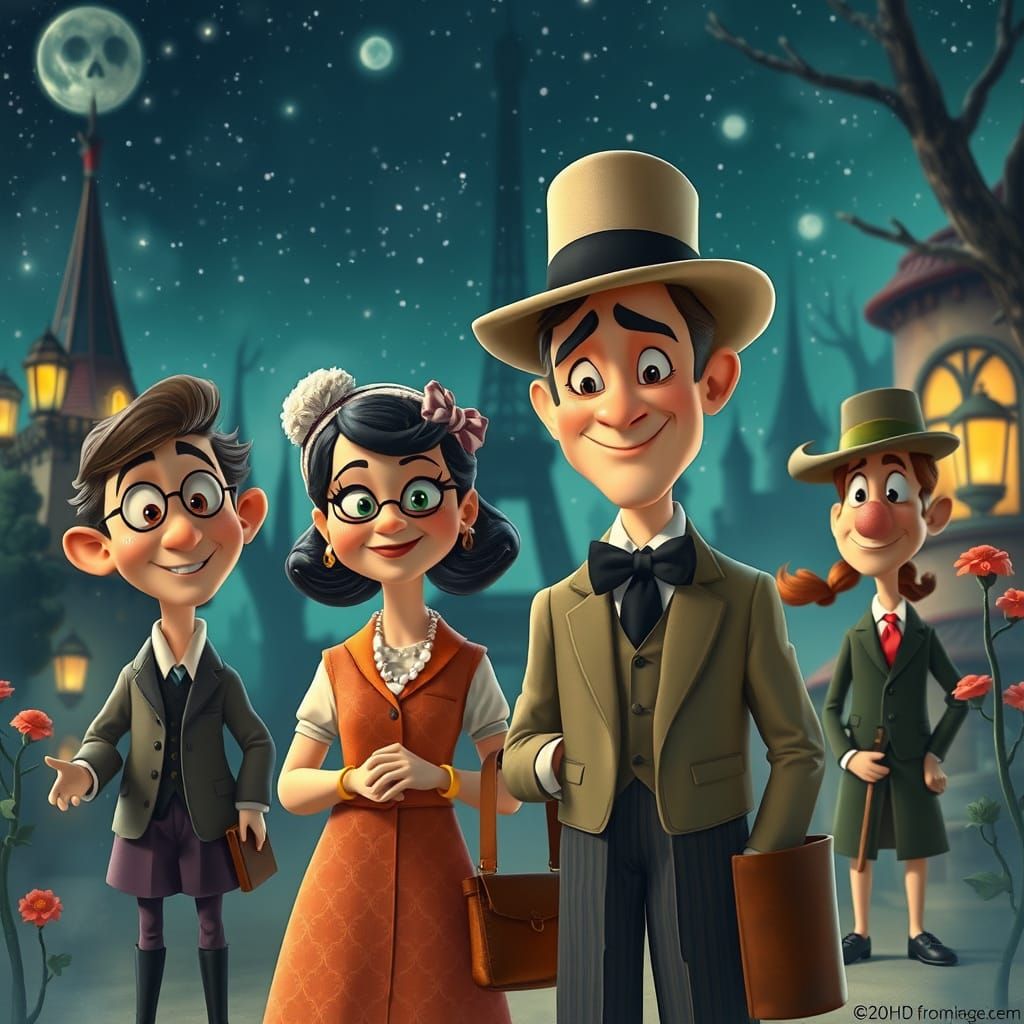 Whimsical 1930s Characters in Disney Animation Style