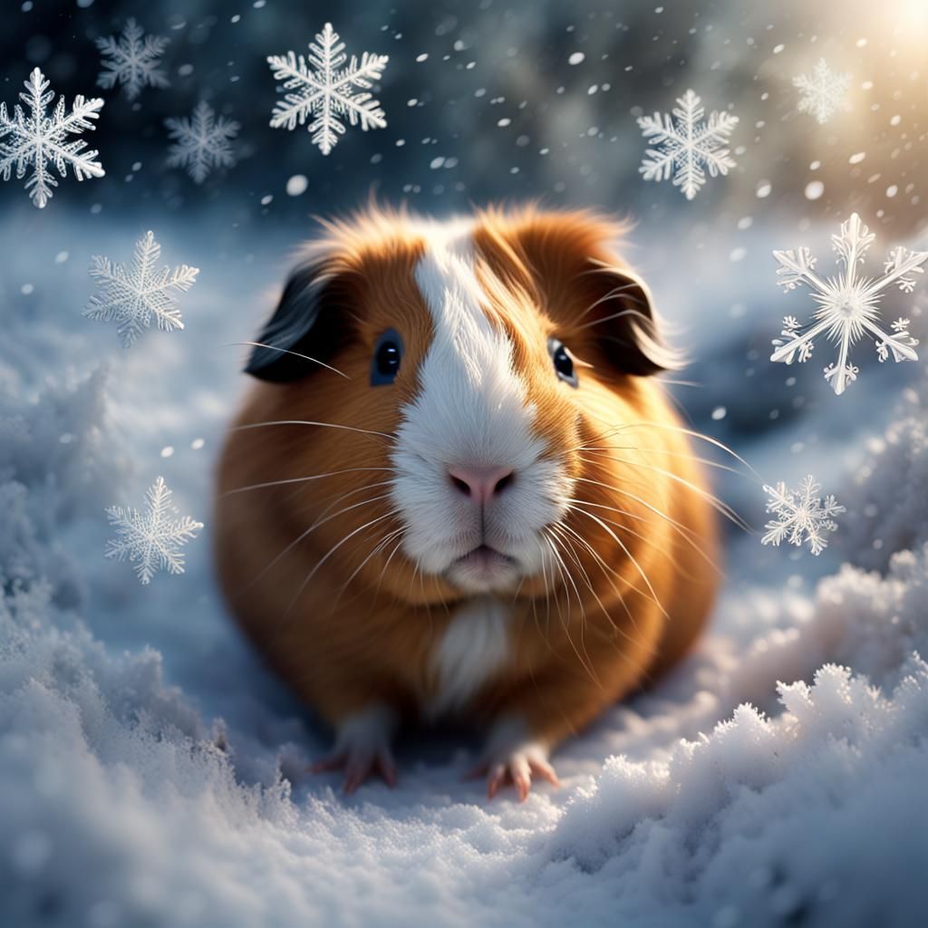 Guinea Pig Snowflakes: Epic Digital Painting