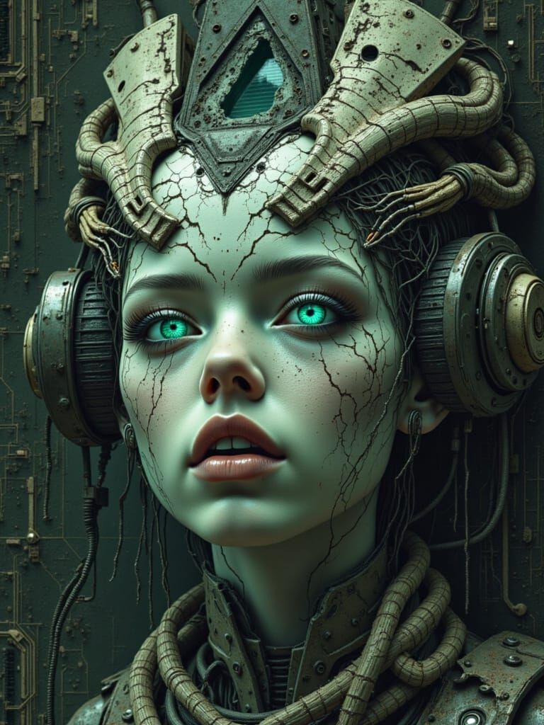 Lovecraftian Cyberpunk Woman Portrait