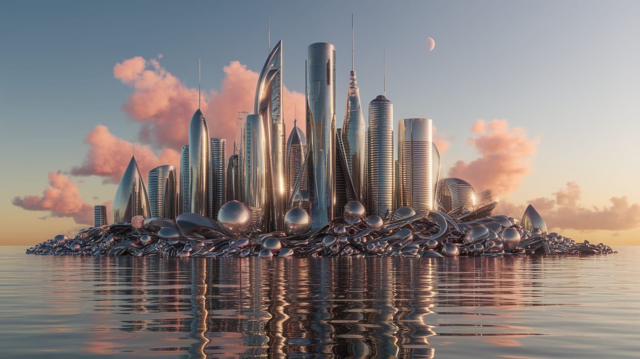 Ethereal Futuristic Cityscape in Pastel Hues