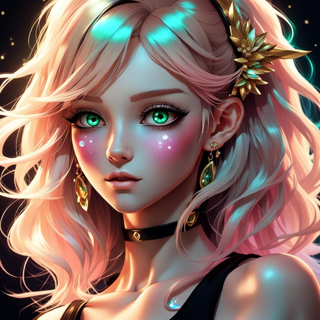 Anime-Inspired Neon Beauty in 3D