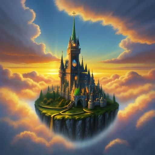 Heavenly Sunset Over Fantasy Landscape