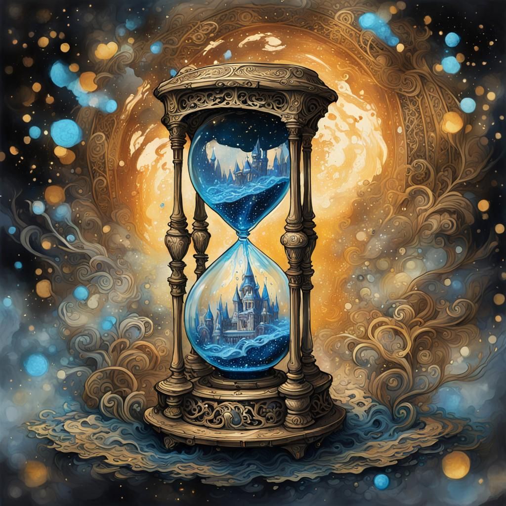 Elaborate Hourglass of Time in Dramatic Fantasy Art