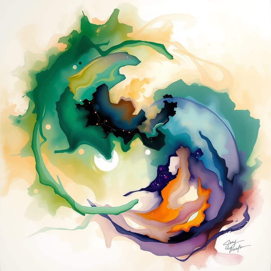 Ethereal Harmony in Jewel-Toned Abstraction