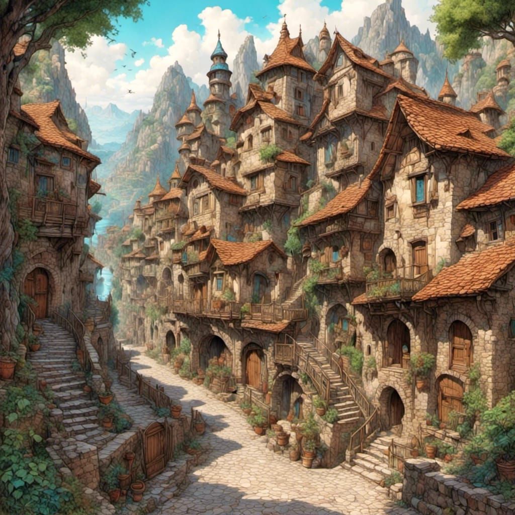 Fantasy City Road Repair in Swords and Sorcery Style