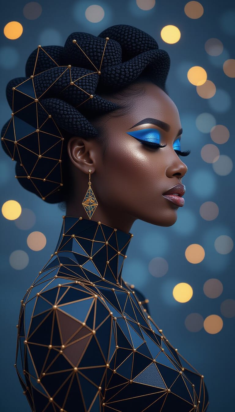 Geometric Portrait of a Woman in Digital Art Style