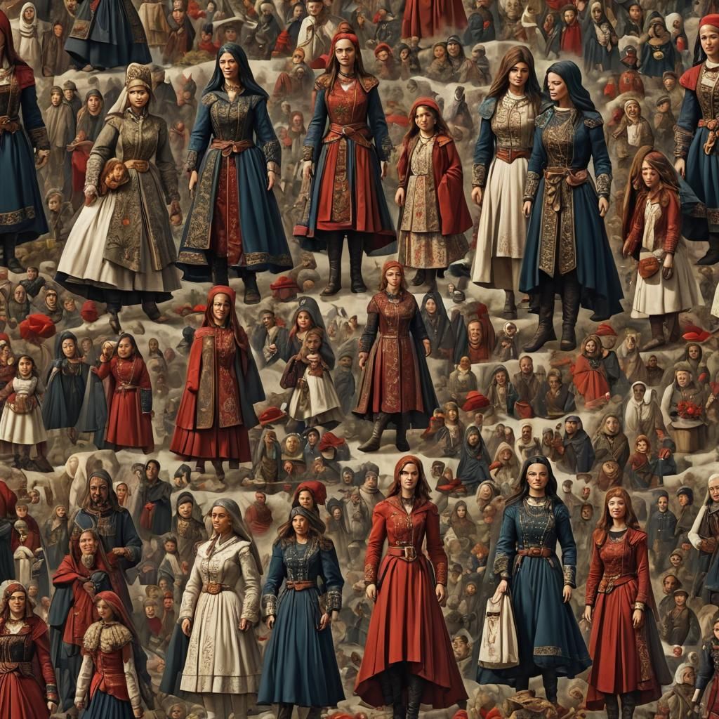 Persian Woman with Eagles: Detailed Matte Painting