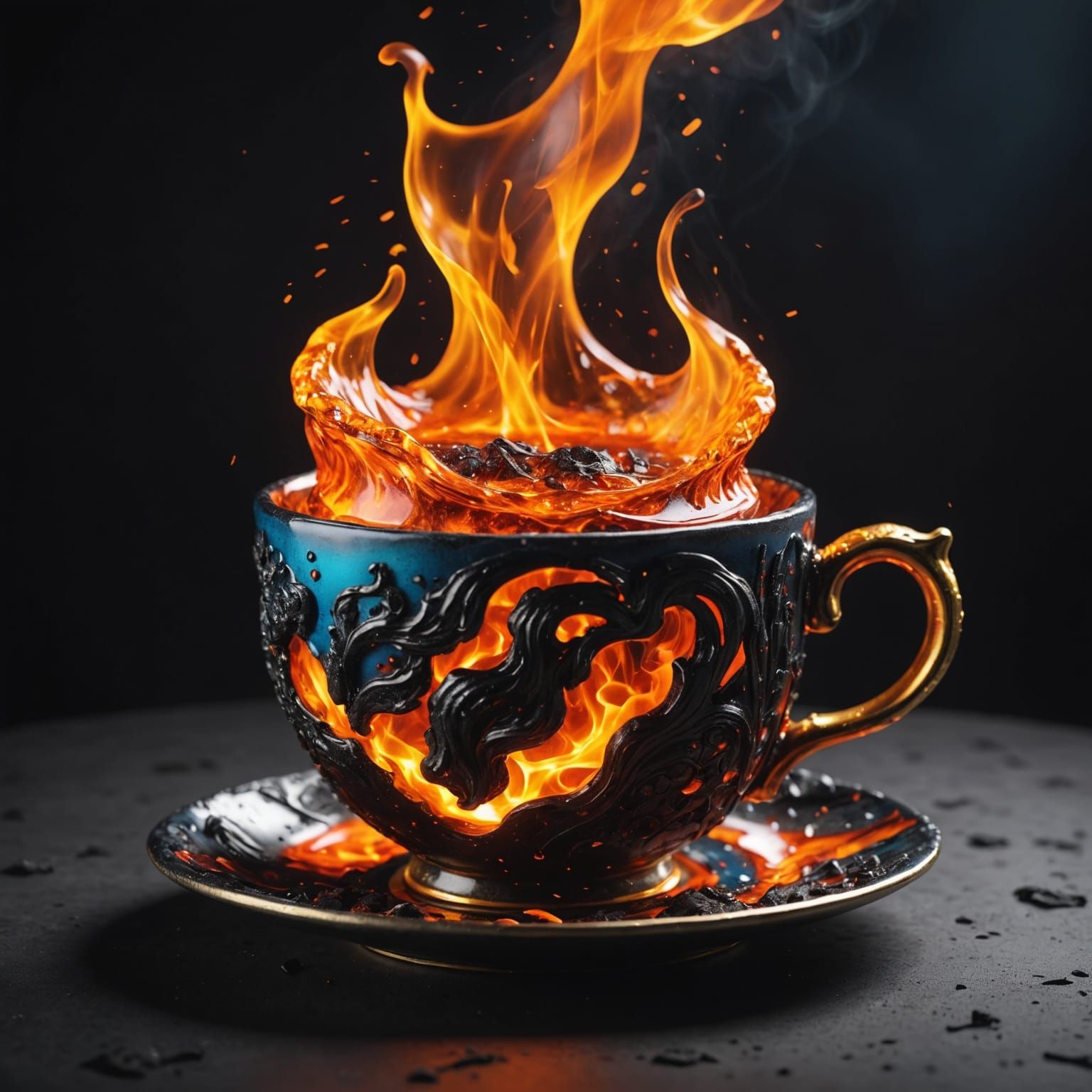 Surreal Hyperrealistic Lava Tea Cup in Splendid Colors