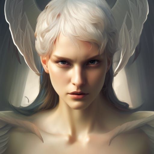 Demonic Angel Portrait in Hyperdetailed Style