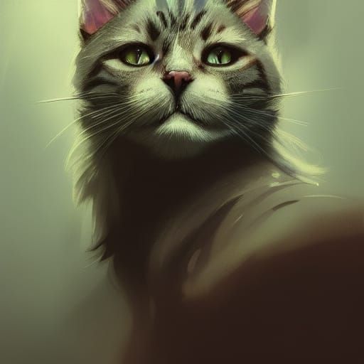 Hyperdetailed Cat Portrait in Art Nouveau Style