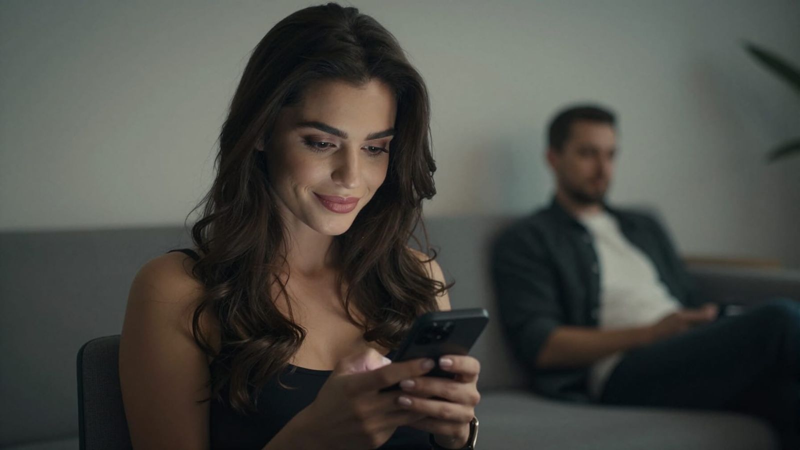 Confident Woman on Smartphone in Urban Setting