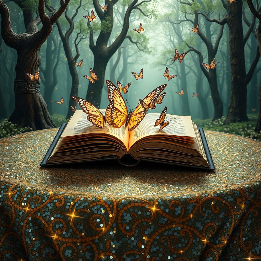 Butterflies Emerge from Golden Book in Art Nouveau-Inspired ...