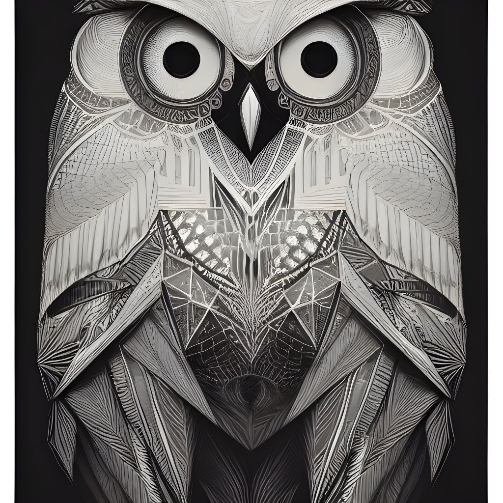 Geometric Owl Portrait in Detailed Illustration