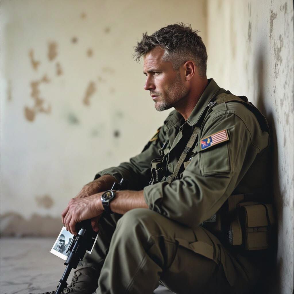 Weary Soldier Portrait in Documentary Style