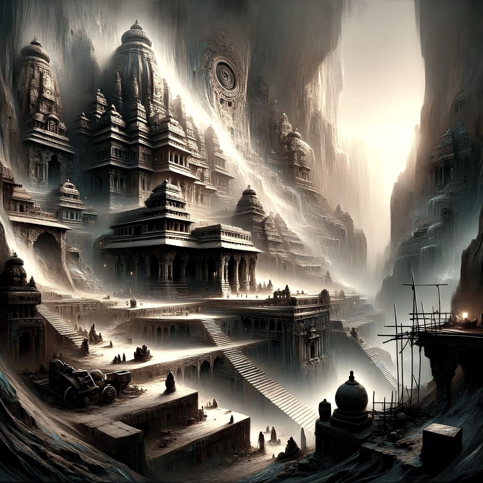 Ellora Caves Creation: Detailed 8K Matte Painting