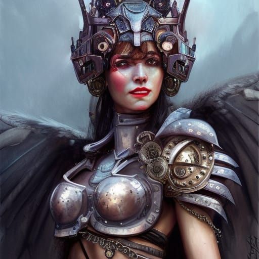 Cyberpunk Valkyrie Cyborg in Dragon Armor