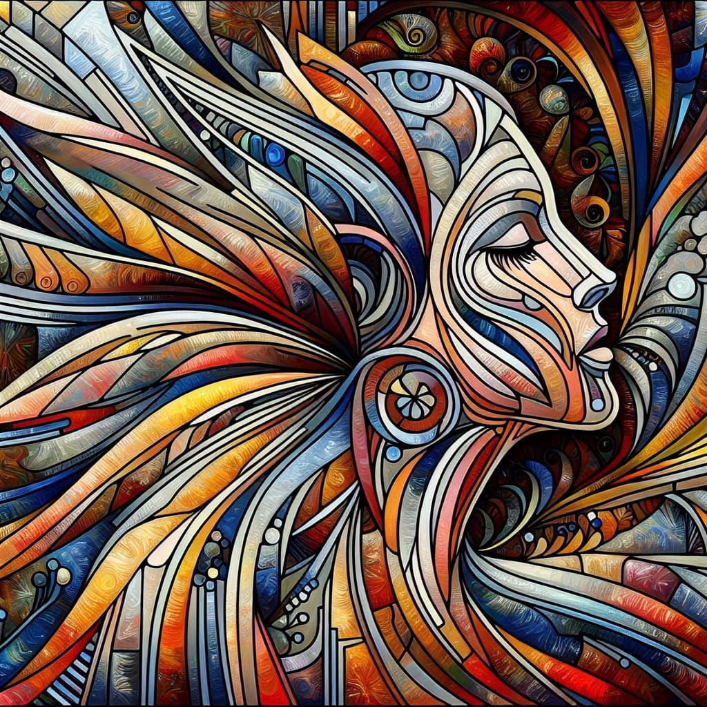 Multi-Layered Origami Art Nouveau Painting