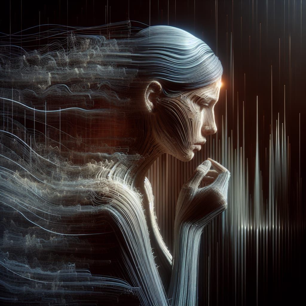 Woman Dissolving into Light: An Emotive Digital Portrait