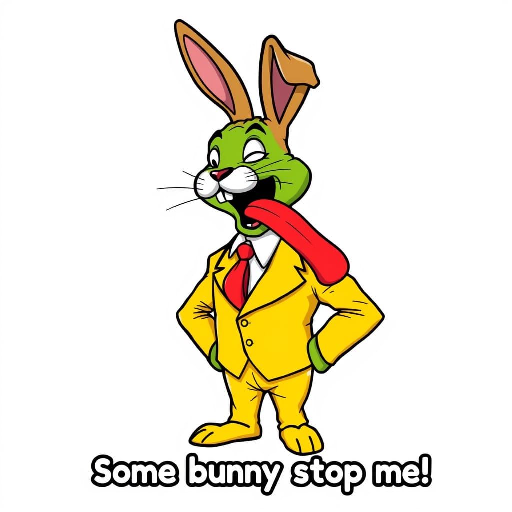 Psychedelic Rabbit in a Yellow Suit Makes a Wild Entrance