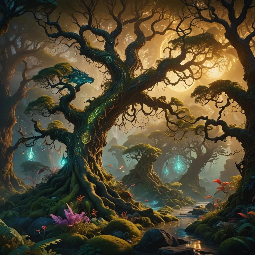 Mystical Realm Displayed as Detailed Matte Painting