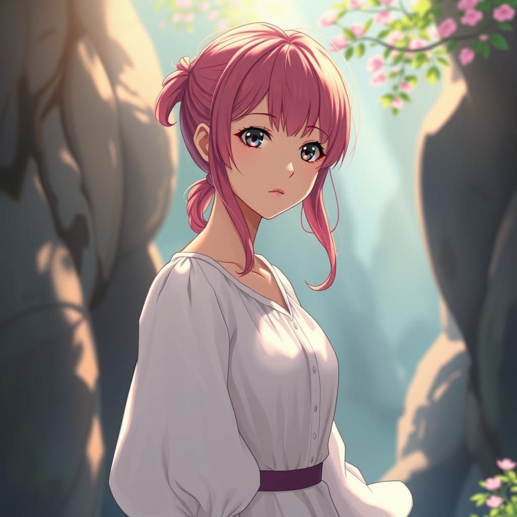 Anime Goddess in Dreamlike Studio Ghibli Landscape