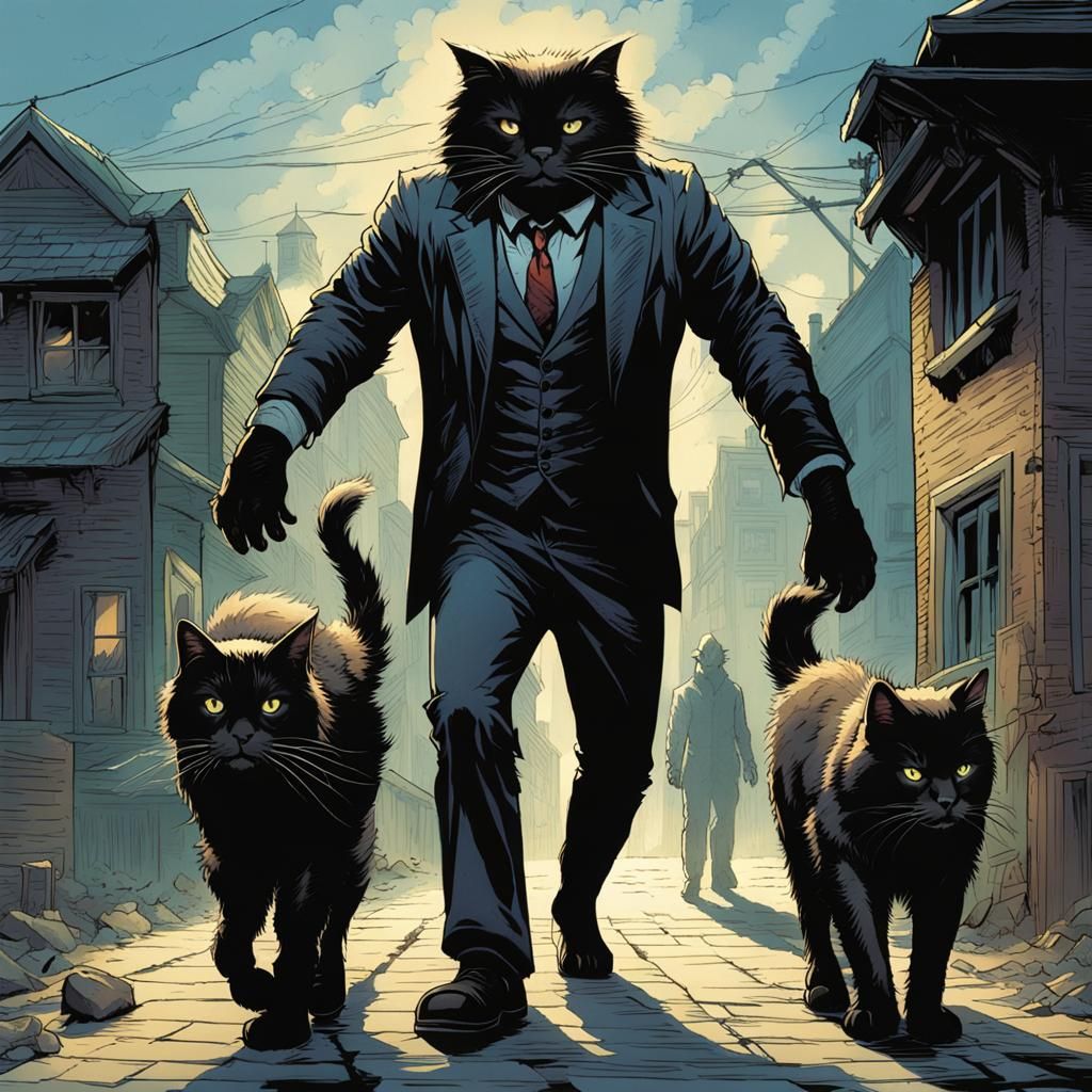 Enormous Demonic Ragdoll Cat in Comic Book Art