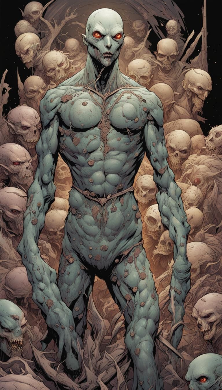 Horror Concept Art: Gaunt Figure with Sewn Features