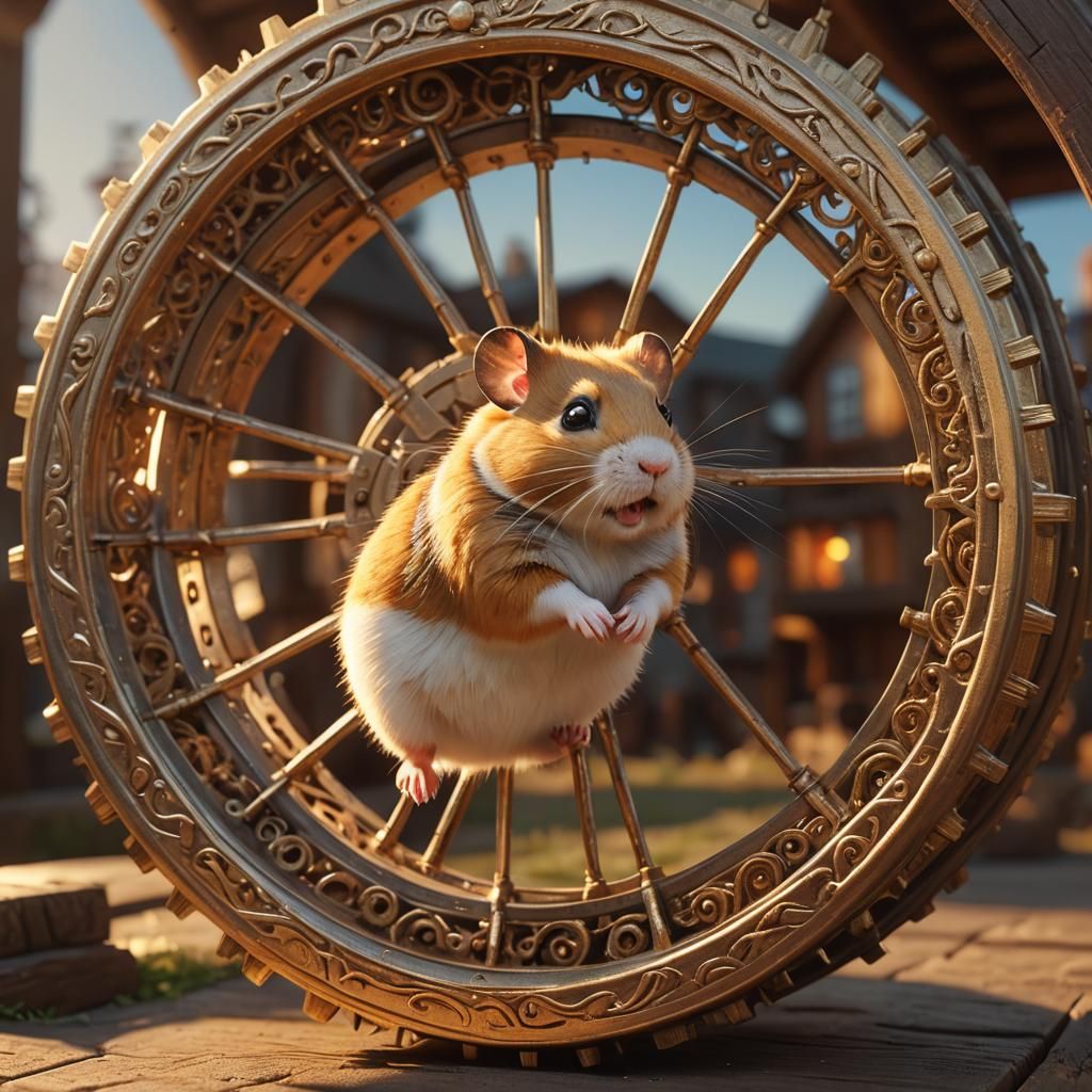 Hamster Running in Wheel: Digital Matte Painting