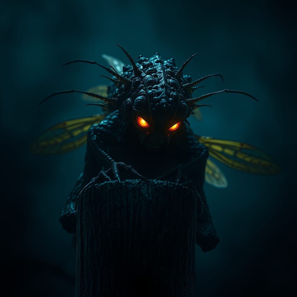 Locust Swarm Humanoid in Dark Fantasy Style