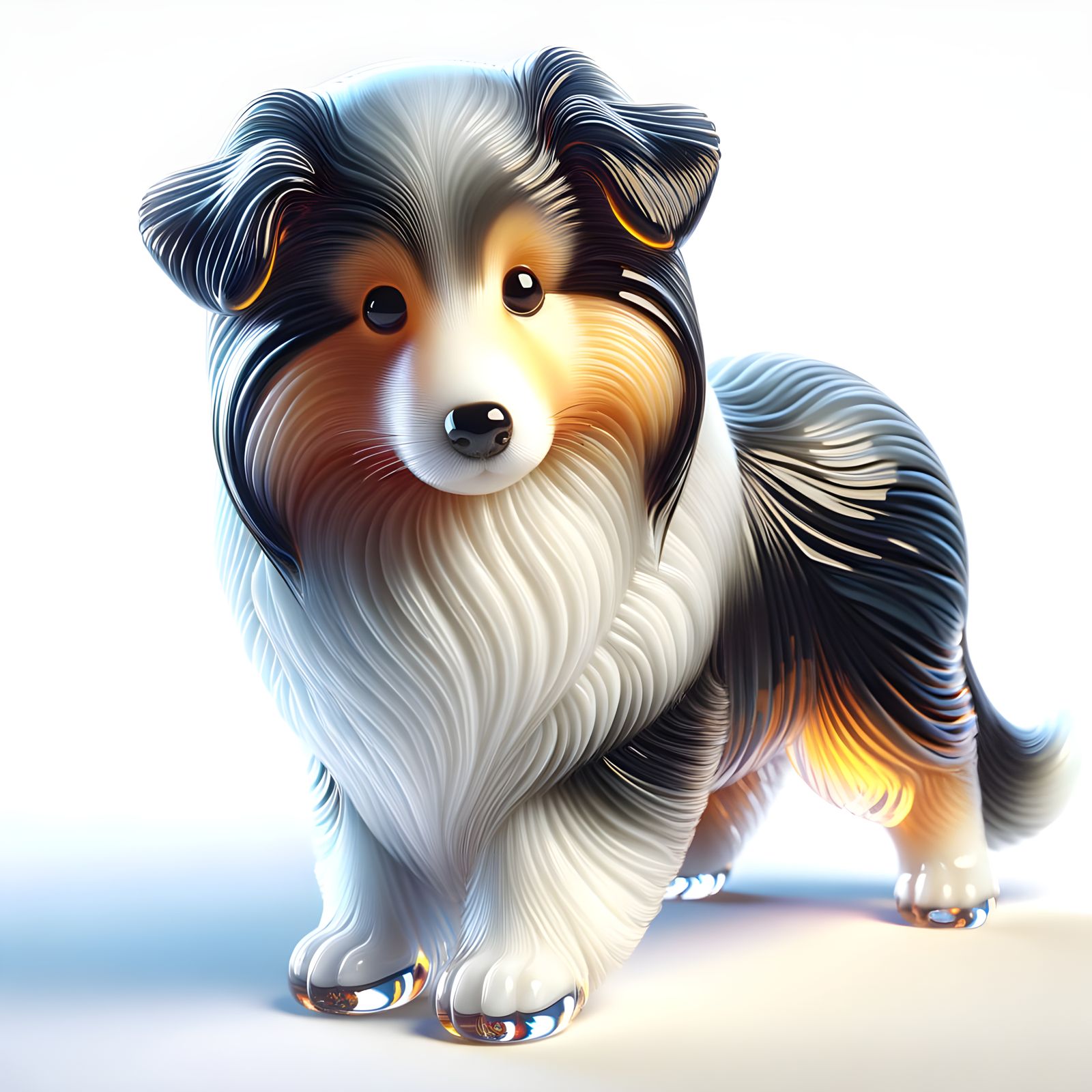 Hyper-Realistic Glass Collie Sculpture