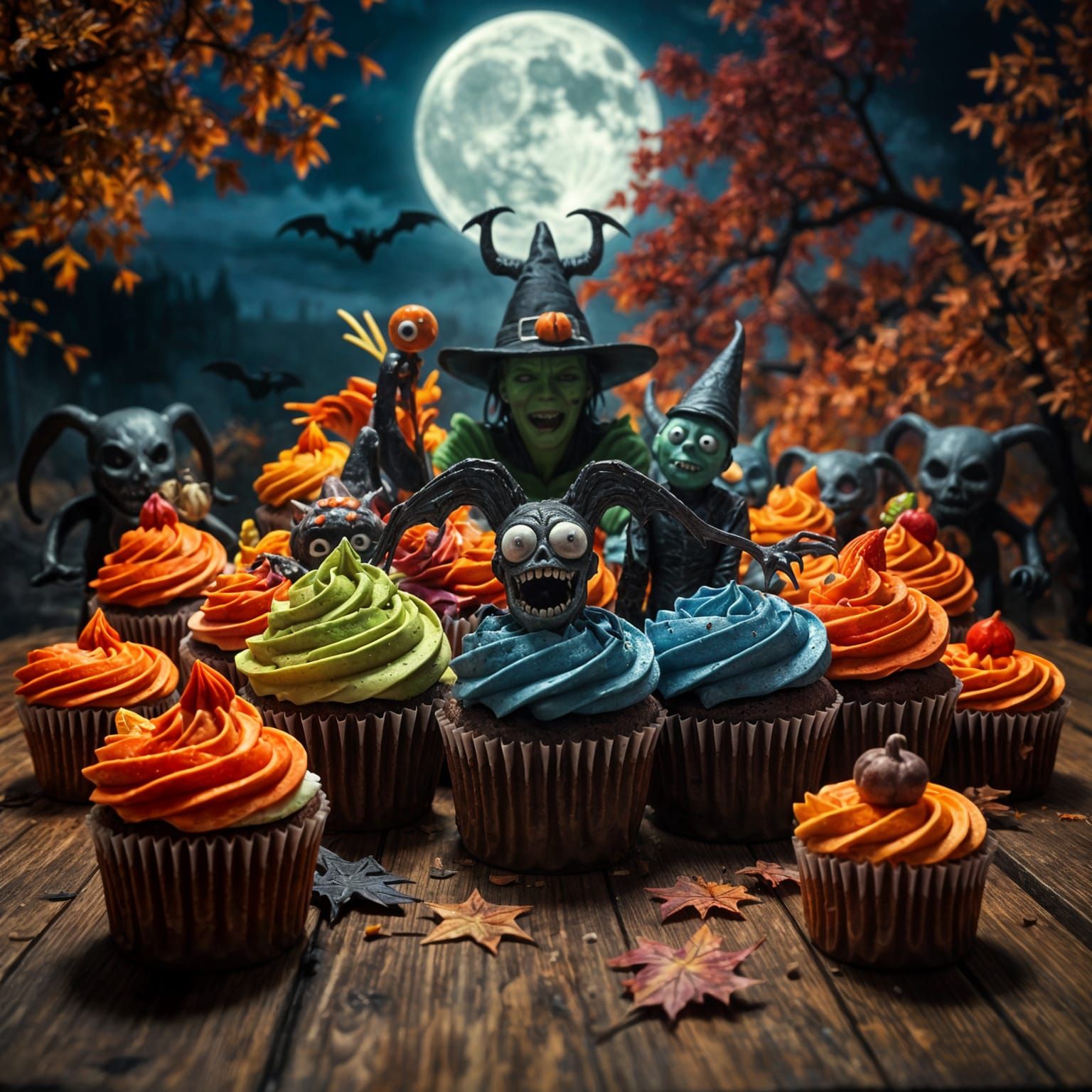 Halloween Monster Party Cupcakes: Hyperrealistic Splash Art
