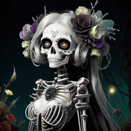 Biomechanical Beauty in Gothic Punk Style with Silver Hair