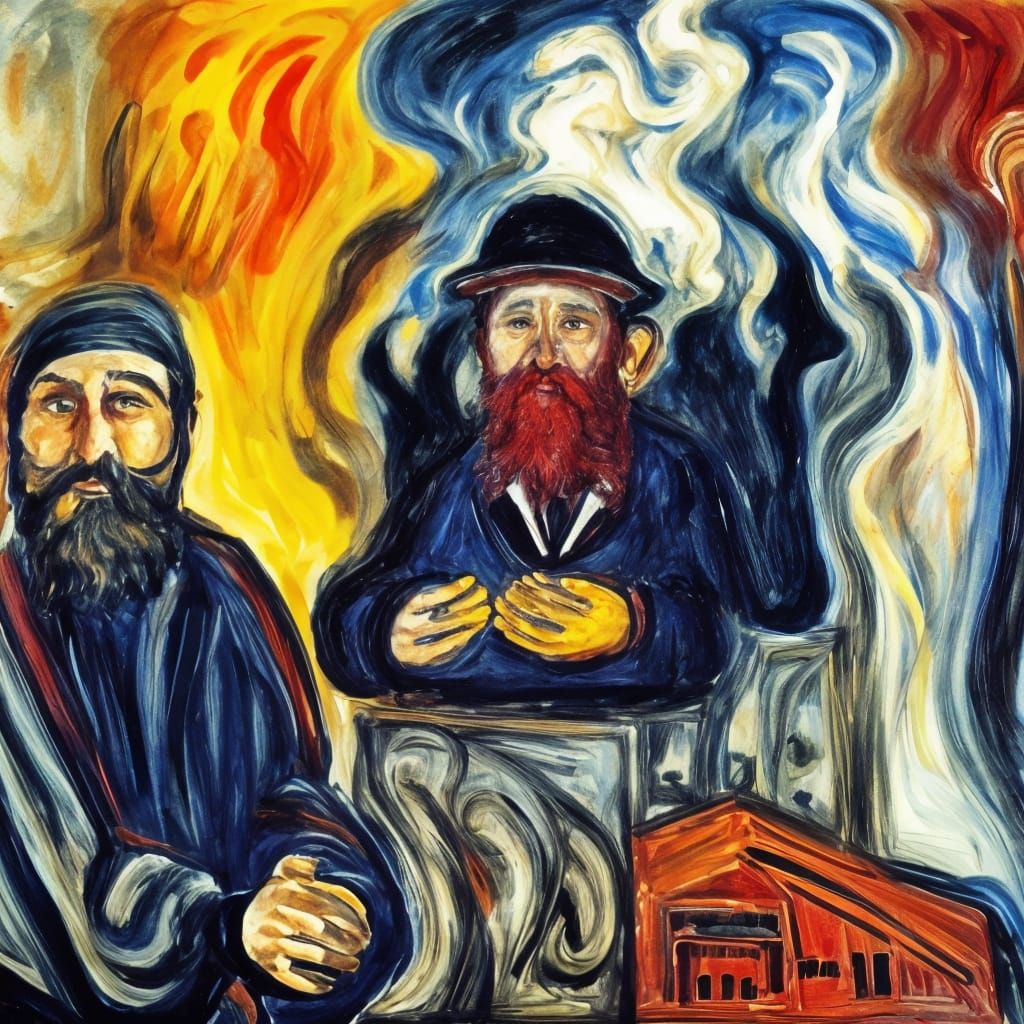 The rabbi fanned away the smoke with an open palm.