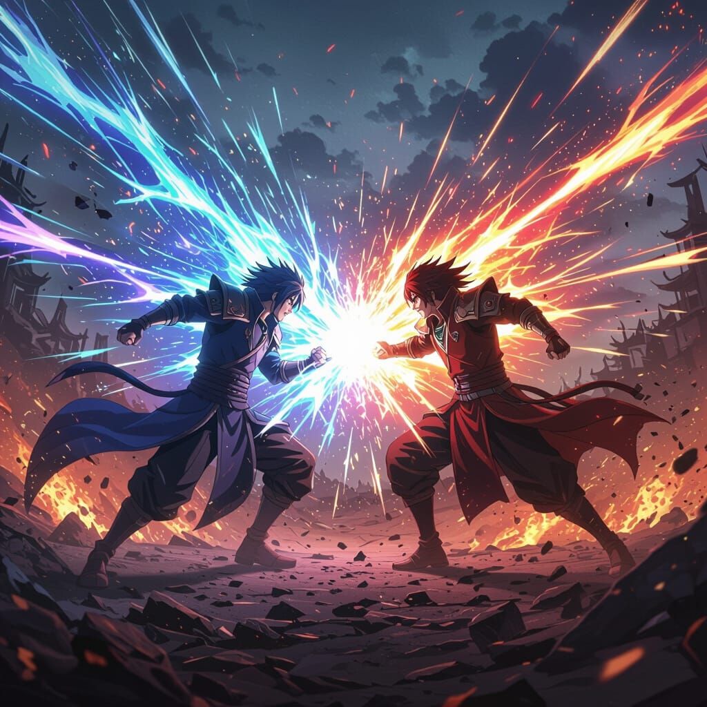 Anime Warriors Clash on Shattered Battlefield