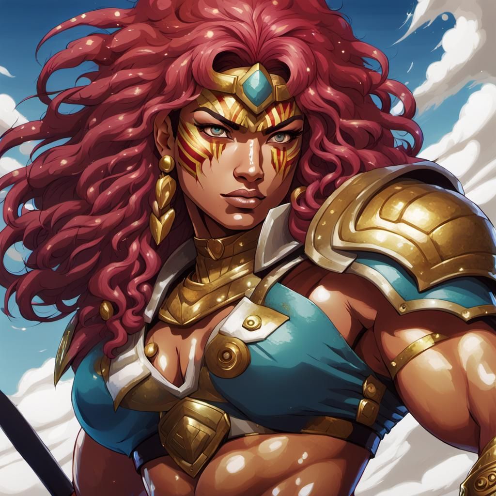 Amazonian Warrior Woman in Manga Style