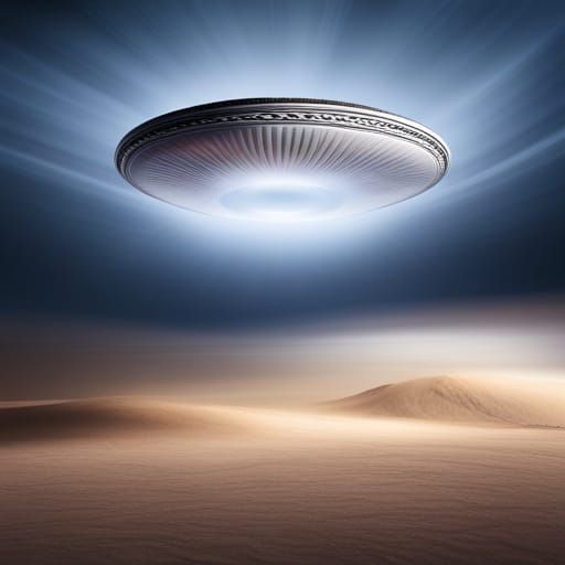 UFO Appears in Starry Sky with Metallic Sheen