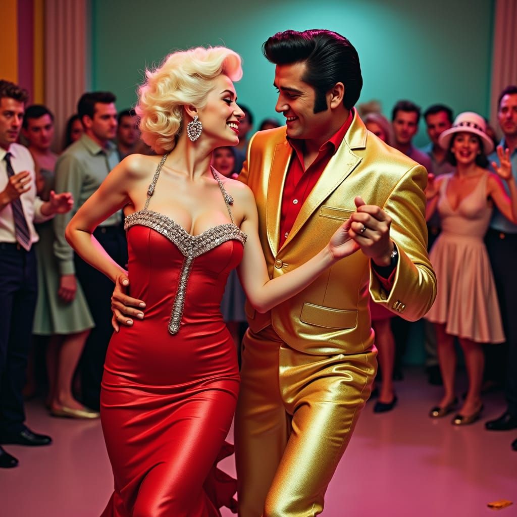 Marilyn and Elvis Rockabilly Dance, Pop Art Style