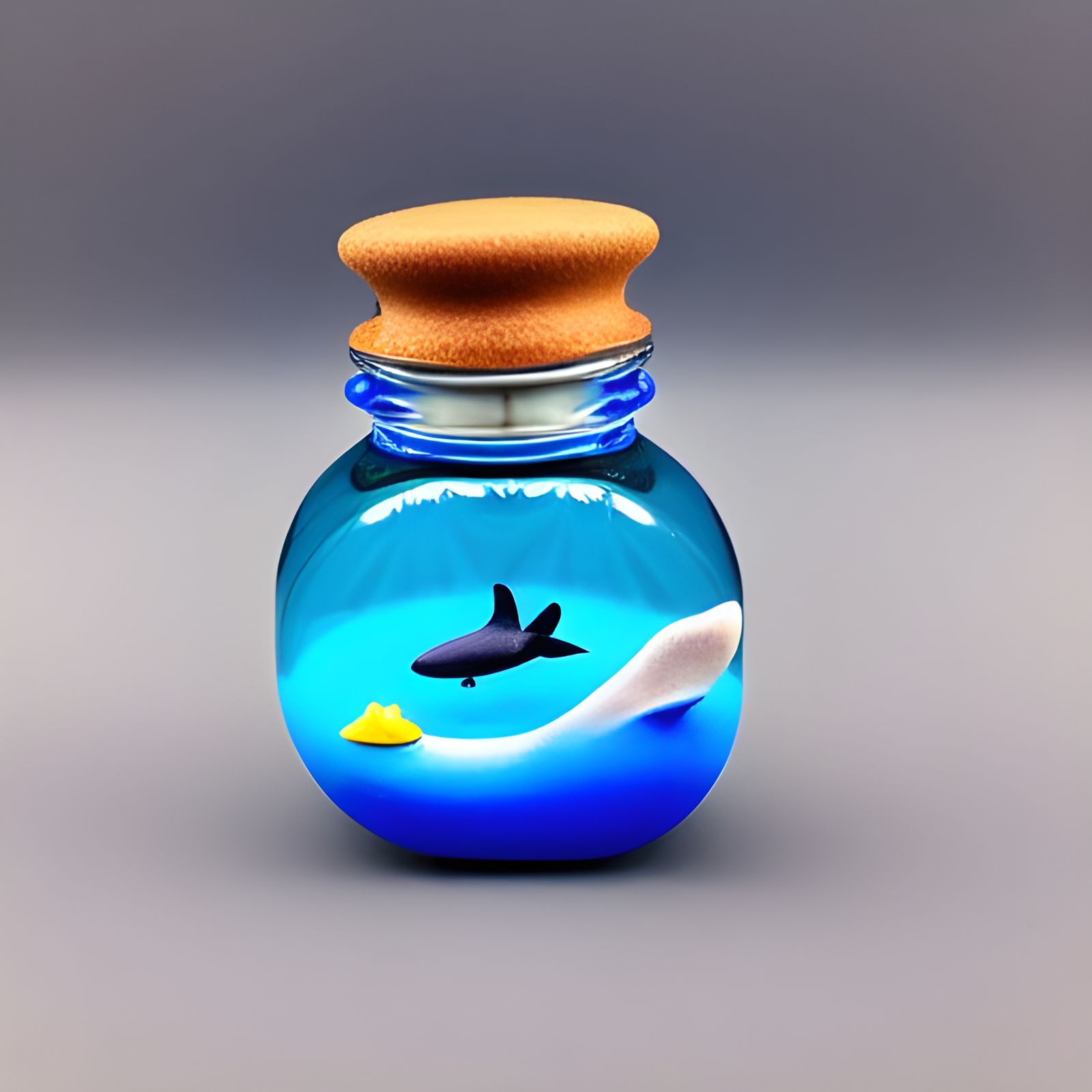 Mini Whale in a Bottle: AI-Generated Image
