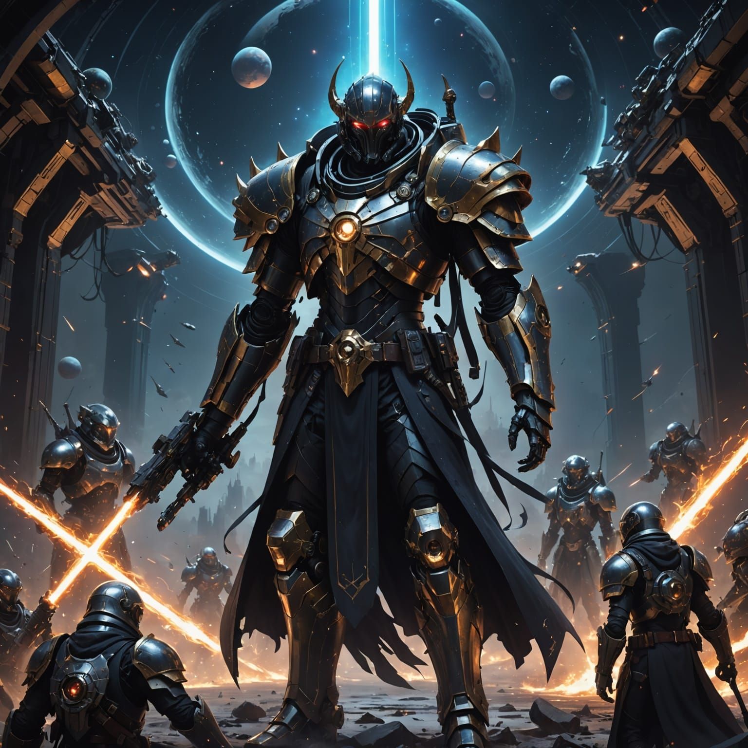 Ethereal Dark Fantasy Realm in Cyberpunk Style