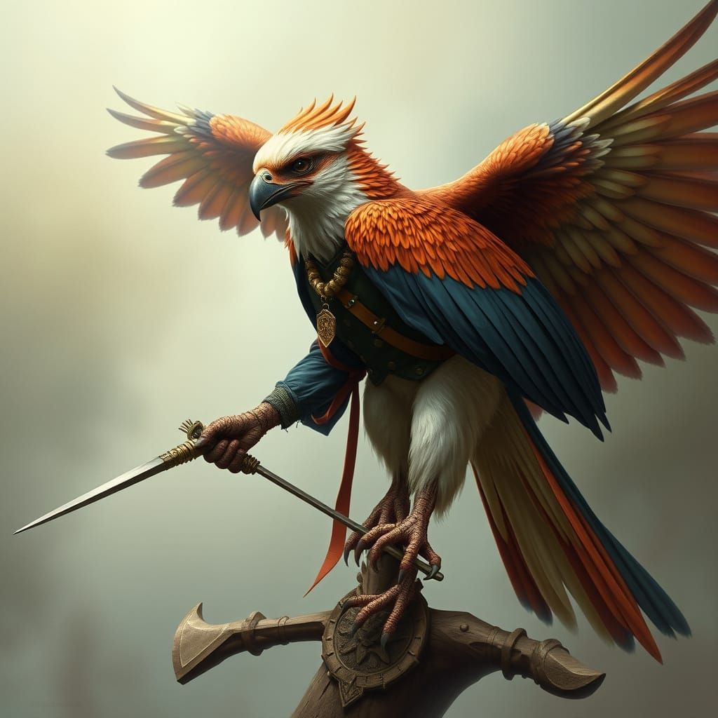 Brahminy Kite Aarakocra Duelist in Mythical Setting