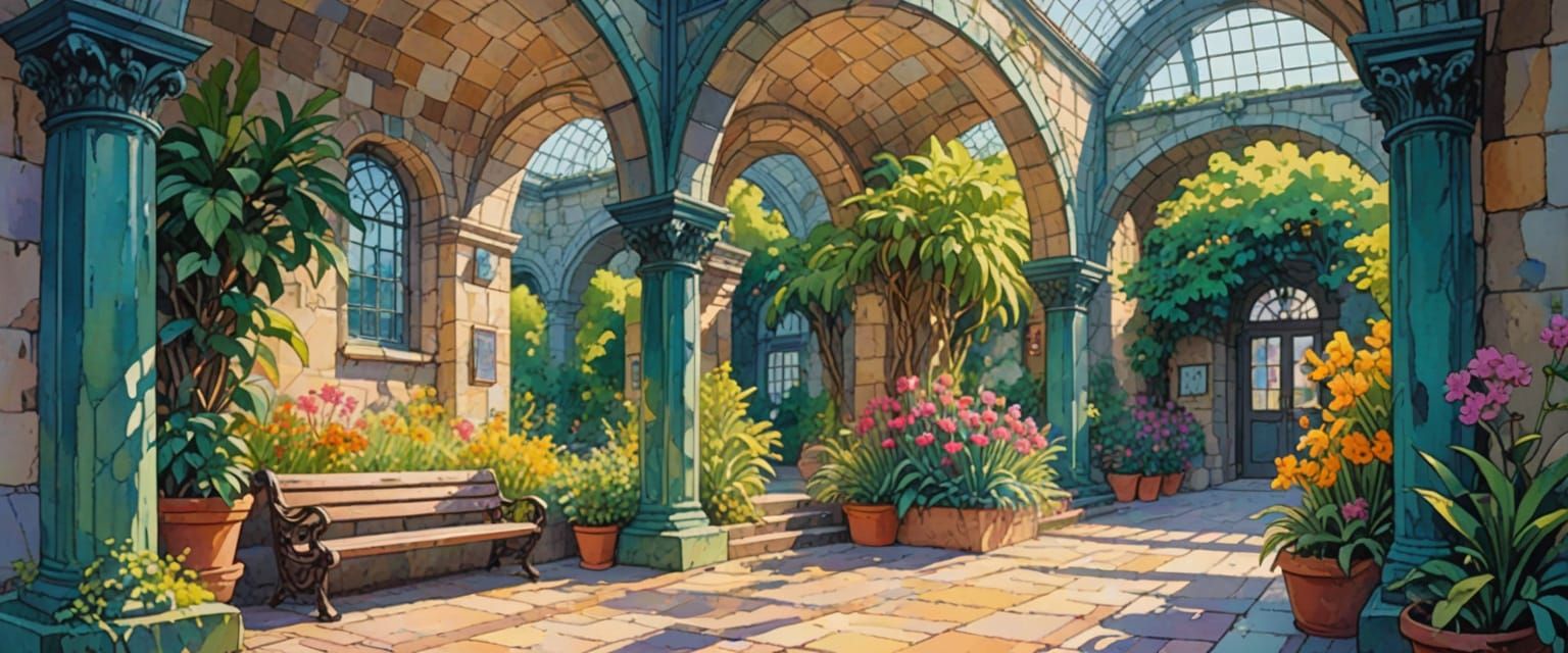 Vibrant Underground City Train Station in Comic Book Style