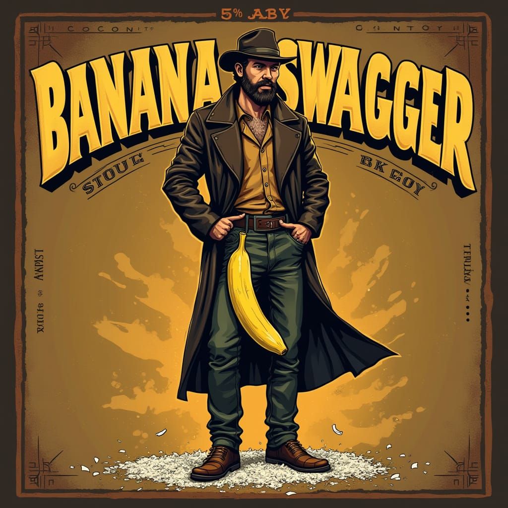 Vintage-Style Stout Beer Label with Charismatic Gentleman an...