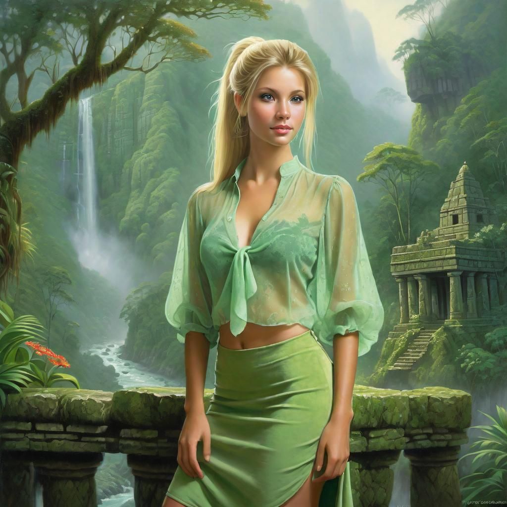 Ethereal Rainforest Goddess in Hyperdetailed Fantasy Art